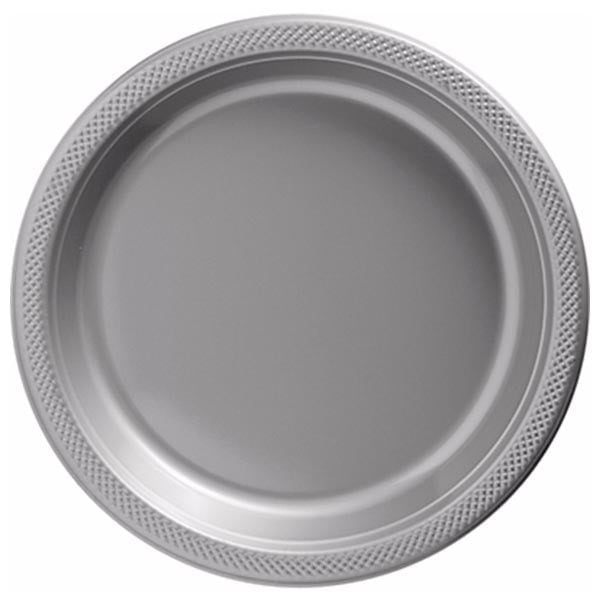 Plato Amscan Plastico 9 Plata pte. c/20 pz.