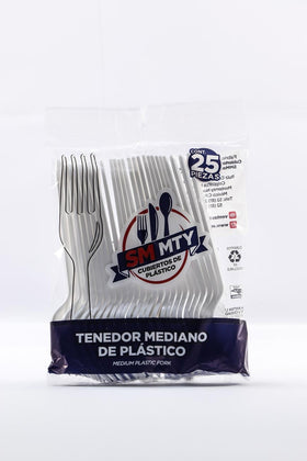 Tenedor Mediano Smmity Blanco paquete c/25 piezas